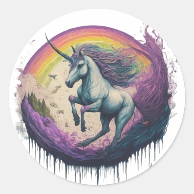 unocorn  classic round sticker (Front)