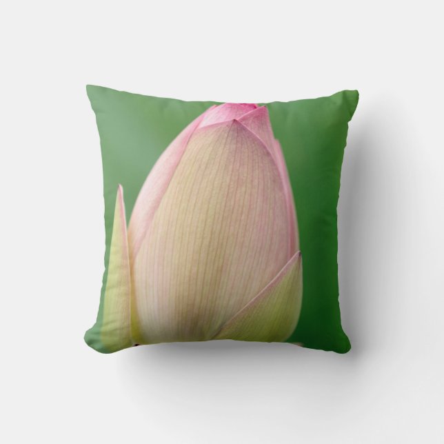 Unopened Water Lily Bulb, Durban Botanical Throw Pillow (Front)