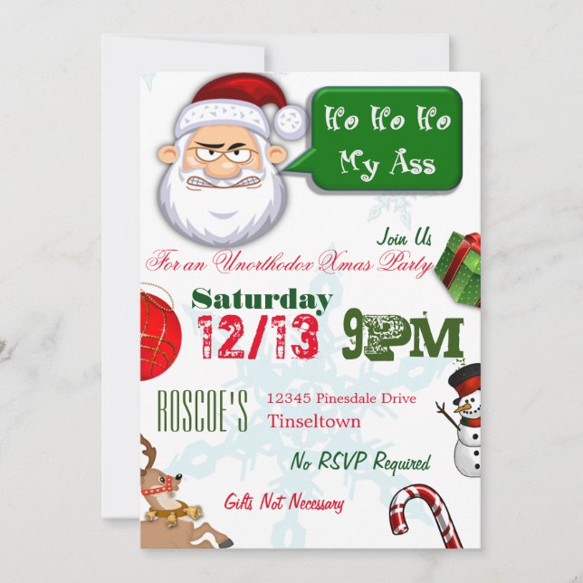 Unorthodox Xmas Party Invitations (Front)
