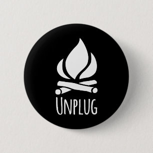Unplug Camp Camping Fire Pit Bonfire Rustic Campgr 2 Inch Round Button