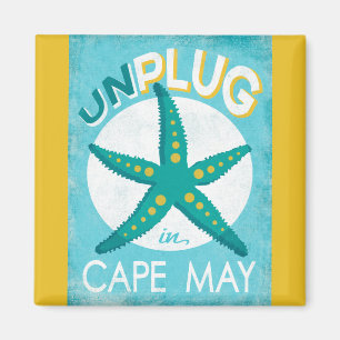 Unplug In Cape May Starfish Beach Nautical Magnet