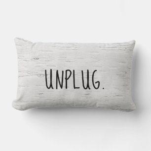 UNPLUG On Birch Wood Lumbar Pillow