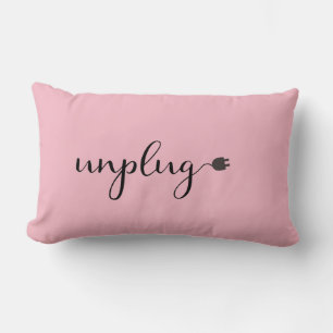 Unplug Script Text with Electrcial Cord and Plug Lumbar Pillow