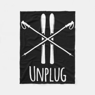 Unplug Ski Skier Skiing Slalom Down Hill Nordic Al Fleece Blanket