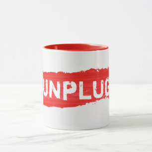 UNPLUG Text On Red Paint Mug