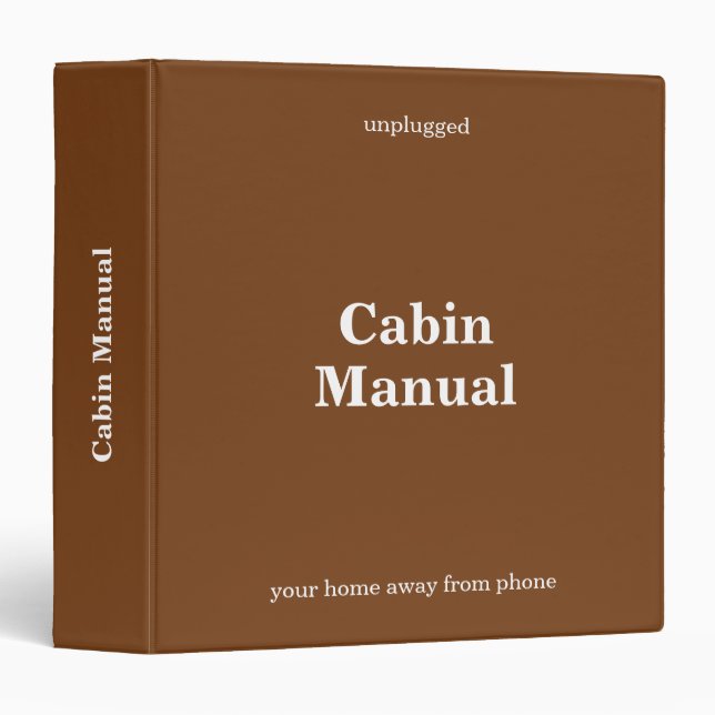 Unplugged Cabin Manual Minimalist Brown Binder (Front/Spine)
