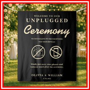 Unplugged Ceremony Black Butter Yellow Backdrop Tapestry