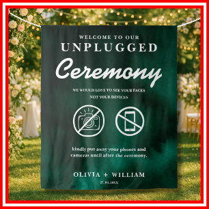 Unplugged Ceremony Emerald Green Backdrop Tapestry