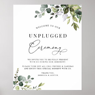 Unplugged Ceremony Eucalyptus Greenery Wedding Poster