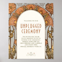 Unplugged Ceremony Sign Vintage Art Nouveau