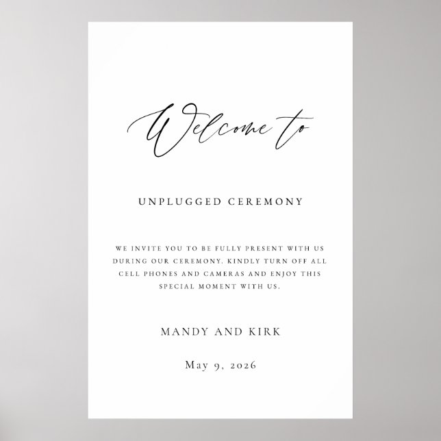 Unplugged Ceremony Wedding Sign (Front)