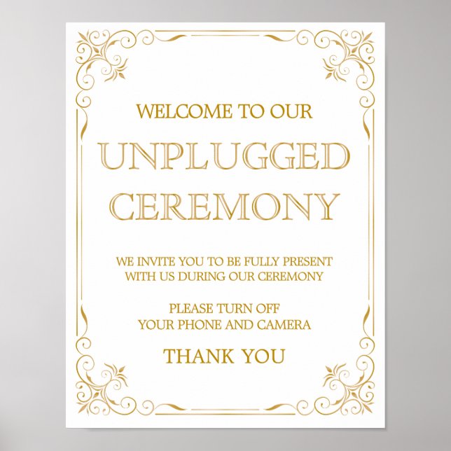 Unplugged Ceremony Wedding Sign | Gatsby Art Deco (Front)