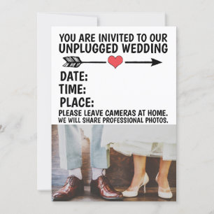 UNPLUGGED (NO PHOTOS ALLOWED) WEDDING INITATIONS INVITATION