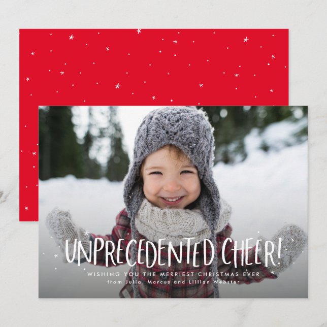 Unprecedented cheer fun one photo Christmas Holiday Card (Front/Back)