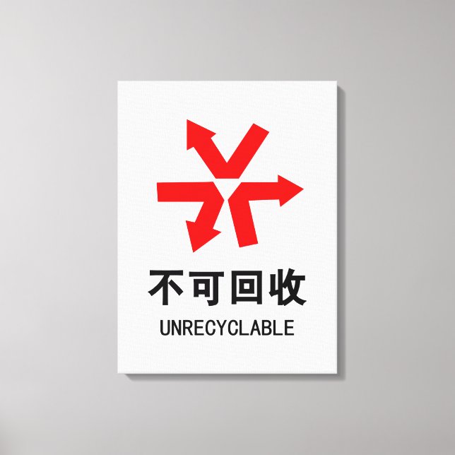 Unrecyclable ~ Chinese Language Hanzi Sign (Front)