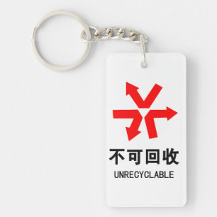 Unrecyclable ~ Chinese Language Hanzi Sign Keychain