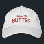 Unsalted Butter Embroidered Hat<br><div class="desc">Add a touch of savory style to your wardrobe with our Salted Butter Embroidered Baseball Cap. This cap features a whimsical design of a salted butter pat, embroidered for a high-quality finish. Whether you're out for a casual day or running errands, this cap is sure to add a flavorful flair...</div>