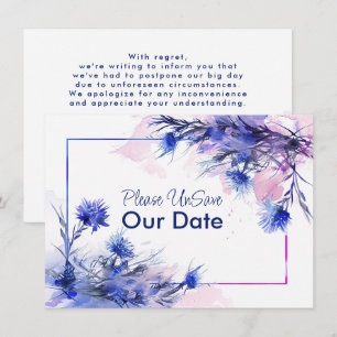UnSave our Date, funny Cornflower Reverie  Announcement