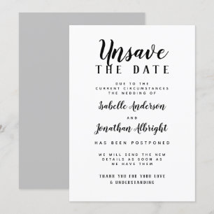 Unsave The Date Script Wedding Postponement Invitation