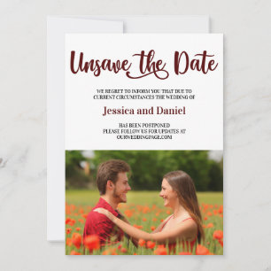 Unsave the Date with Photo Postpone Wedding Card