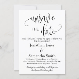 Unsave the dates wedding date change minimalist in invitation