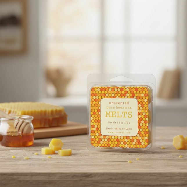 Unscented Pure Beeswax Melts Honeycomb Pattern  Square Sticker (Creator Uploaded)
