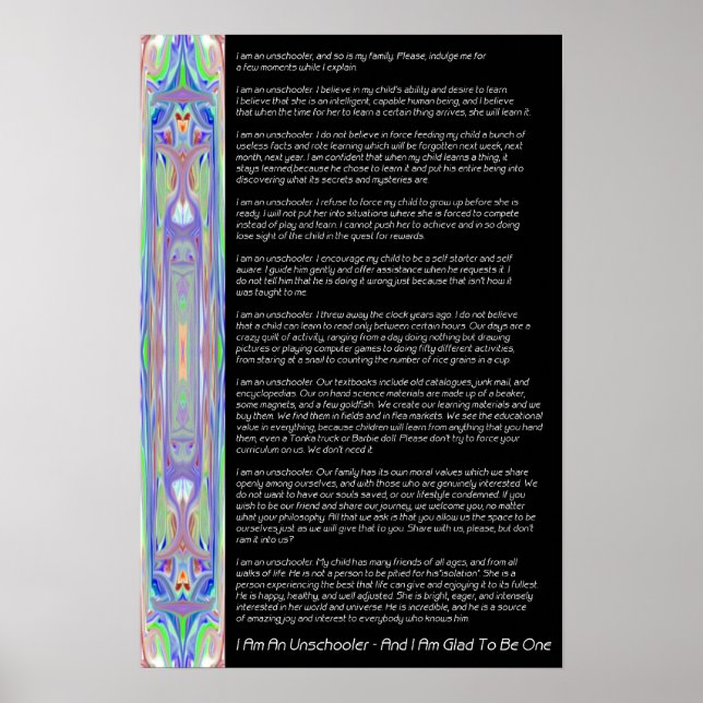 Unschooler's Credo Poster (Front)