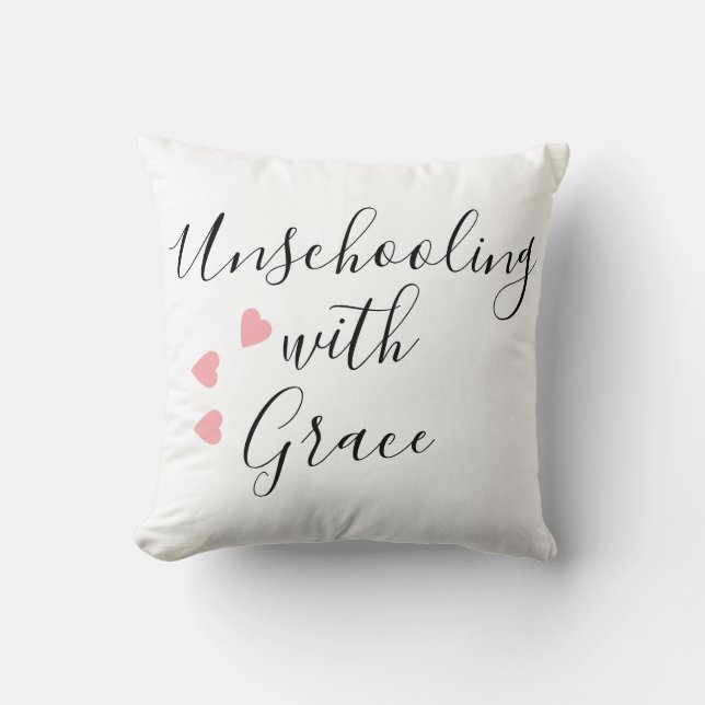 Unschooling Mom Grace Hearts Throw Pillow (Front)