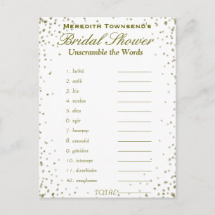 Unscramble the Words   Gold Confetti Invitation Postcard