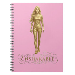 Unshakable: Power Written in Gold notebook pink