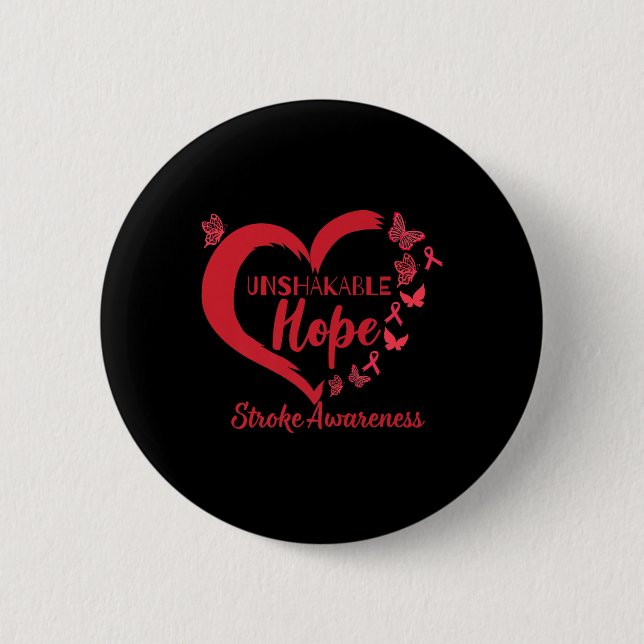Unshakable Warrior Heart Stroke Awareness Month 20 2 Inch Round Button (Front)