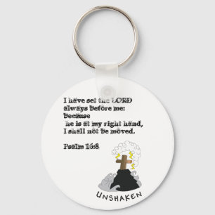 UNSHAKEN  "PSALM 16:8" KEYCHAIN