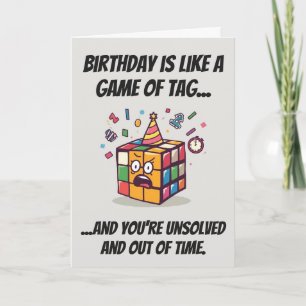 Unsolved Birthday Speedcube Funny Tag Joke Card