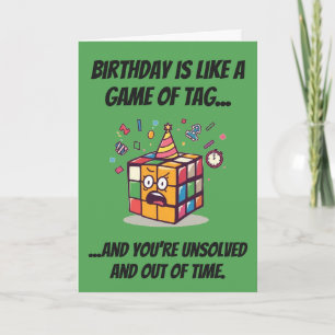 Unsolved Birthday Speedcube Funny Tag Joke Card