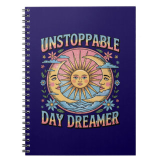 Unstoppable Daydreamer Sun Moon Retro Design Notebook