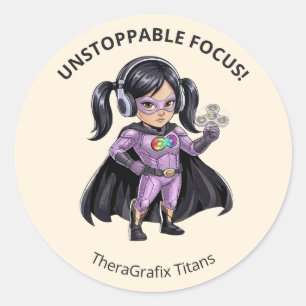 Unstoppable Focus Pediatric Superhero Reward Classic Round Sticker