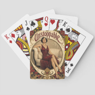 Unstoppable Poised Woman in Art Nouveau Style Playing Cards