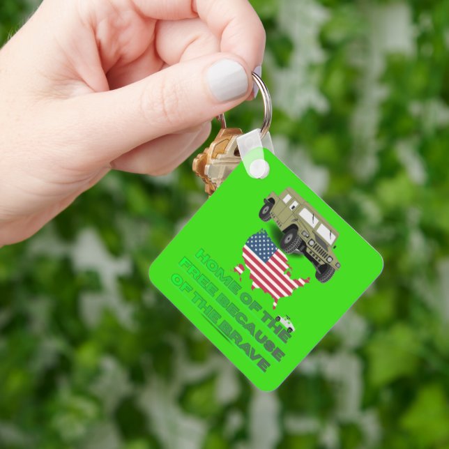 Unstoppable veterans bright green keychain (Hand)