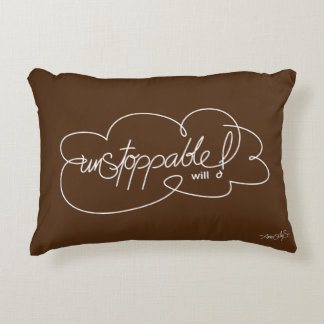 UNSTOPPABLE will -  Bold CloudS - White Script Accent Pillow