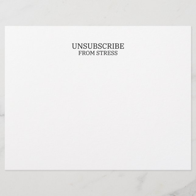 Unsubscribe From Stress Minimalist Professional  Letterhead (Front)