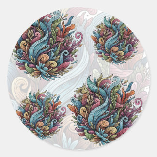 Untamed Bloom: Organic Energy Classic Round Sticker