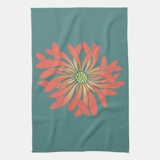Untamed Coral Flower Kitchen Towel (Vertical)
