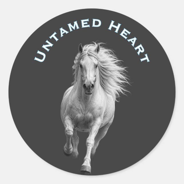 Untamed Heart Horse Lover Classic Round Sticker (Front)