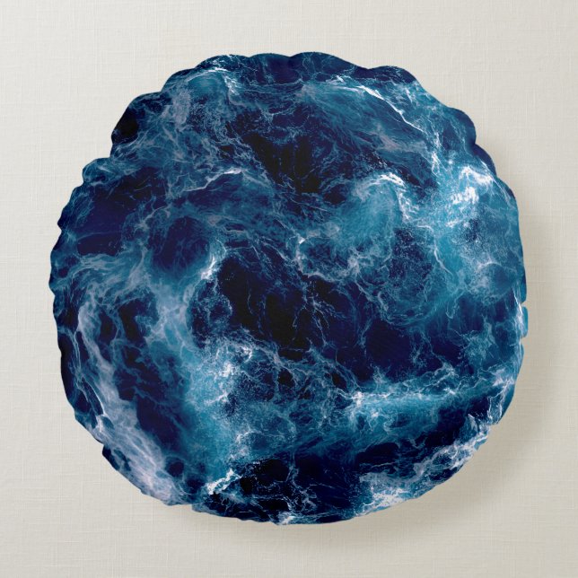 Untamed Sea Churn Round Pillow (Front)