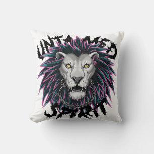 Untamed Spirit Punk Lion Design Throw Pillow