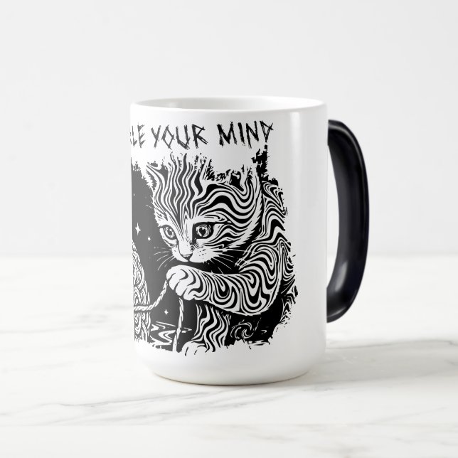 Untangle Your Mind - Psychedelic Cat  Magic Mug (Front Right)
