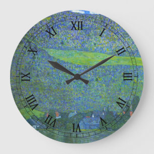 Unterach at Attersee by Klimt, Vintage Art Nouveau Large Clock