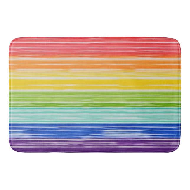Untidy rainbow stripes bath mat (Front)
