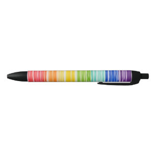 Untidy rainbow stripes black ink pen