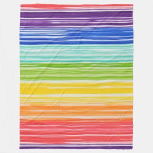 Untidy rainbow stripes fleece blanket